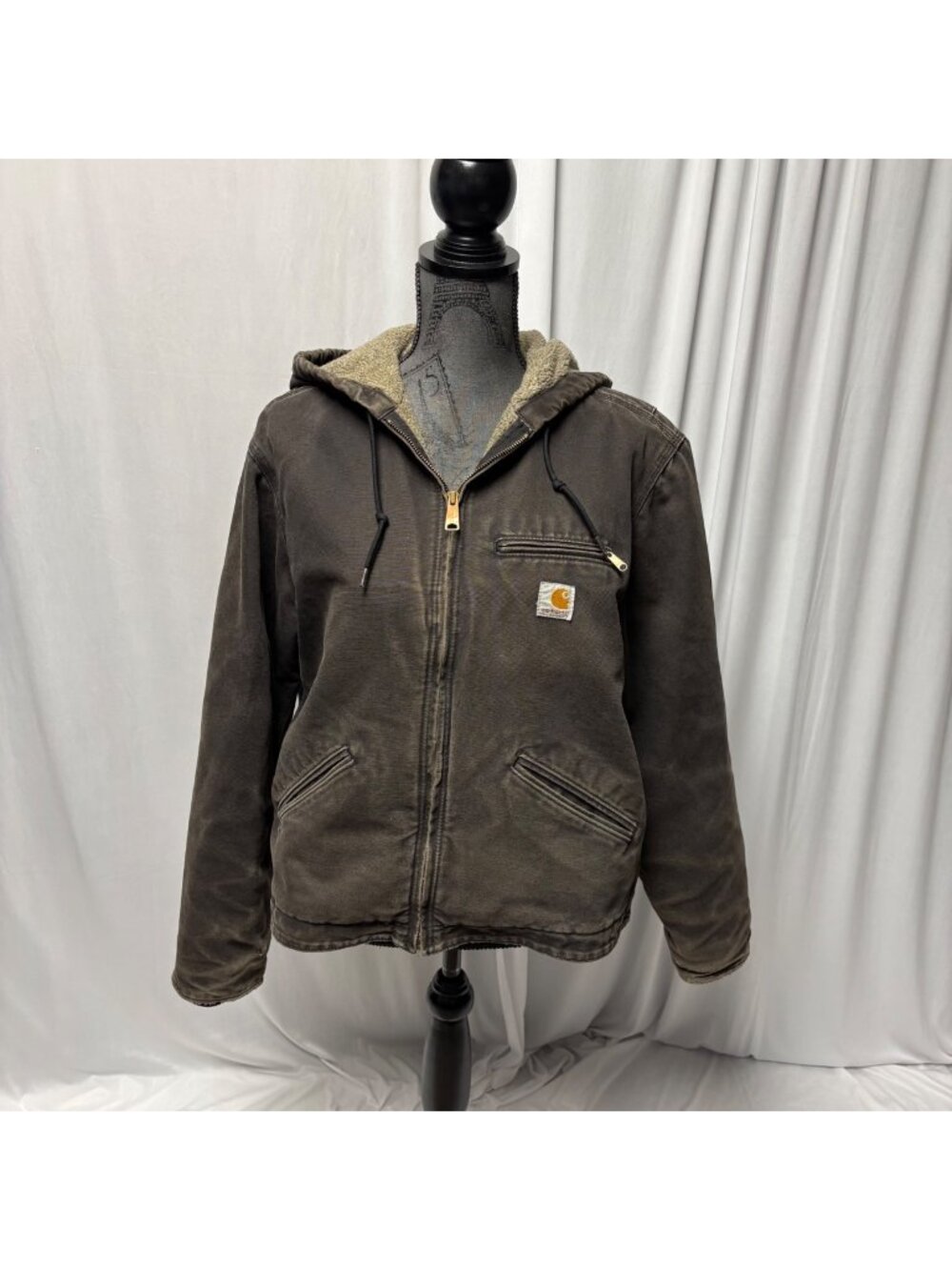 Carhartt Jacket Womens Large Black Sandstone Sherpa Lined Sierra Chore WJ141BLK
